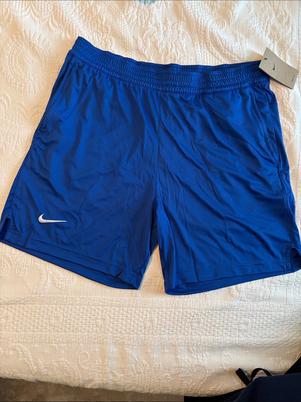Nike Bright Blue Men's Training Shorts with White Swoosh size L